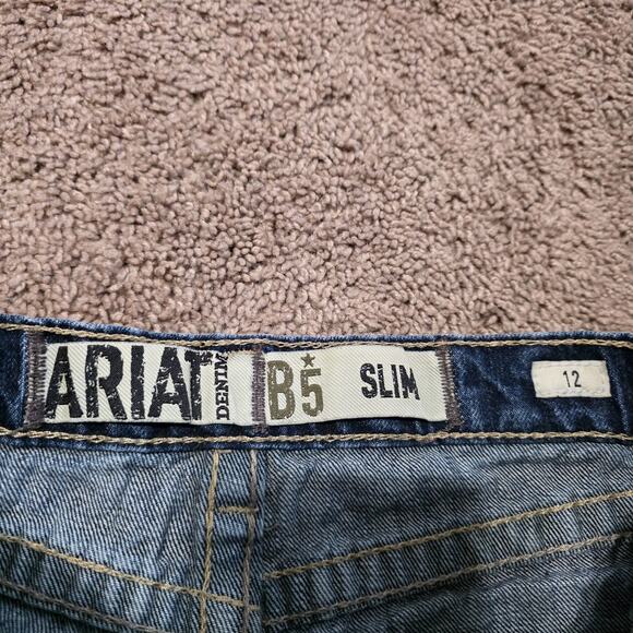 Ariat B5 Slim Boot Cut Jeans Boys 12 Medium Wash Thick Stitch Cowboy Western - Picture 6 of 8